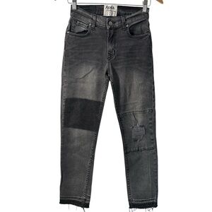 REVICE Distressed Black Raw Hem Jeans